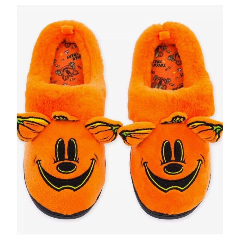 Disney Parks Medium Mickey Mouse Halloween Pumpkin Slippers NEW Size M7/W9